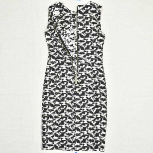Calvin Klein Women Sheath Dress Polyester Black Geometric Size 4 Crew Neck - Picture 6 of 8